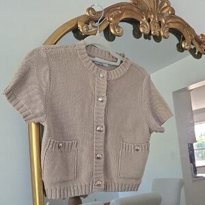 Short Sleeve Knit Cardigan